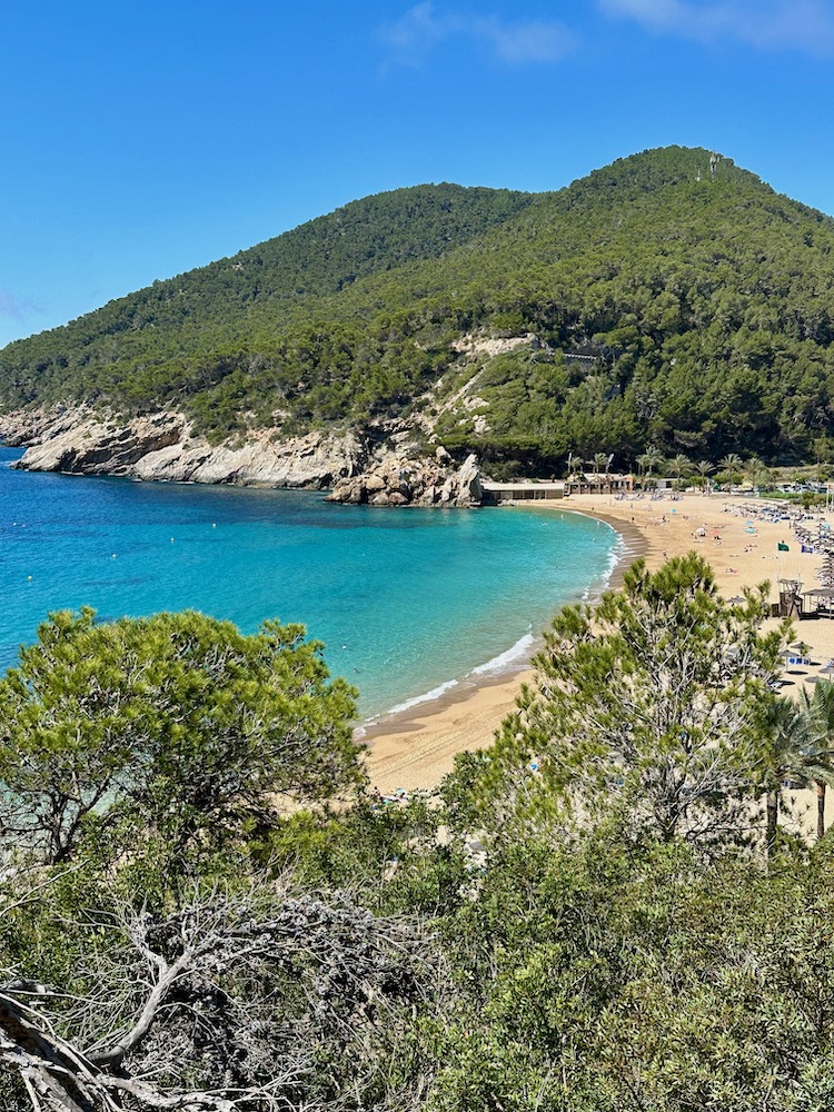 Ibiza Geheimtipp Strände: der Blick auf die Cala de Sant Vicent von oben